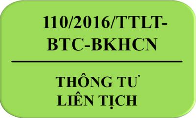 Thông Tư Liên Tịch 110/2016/TTLT-BTC-BKHCN