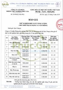 Báo giá thử nghiệm hiệu suất năng lượng