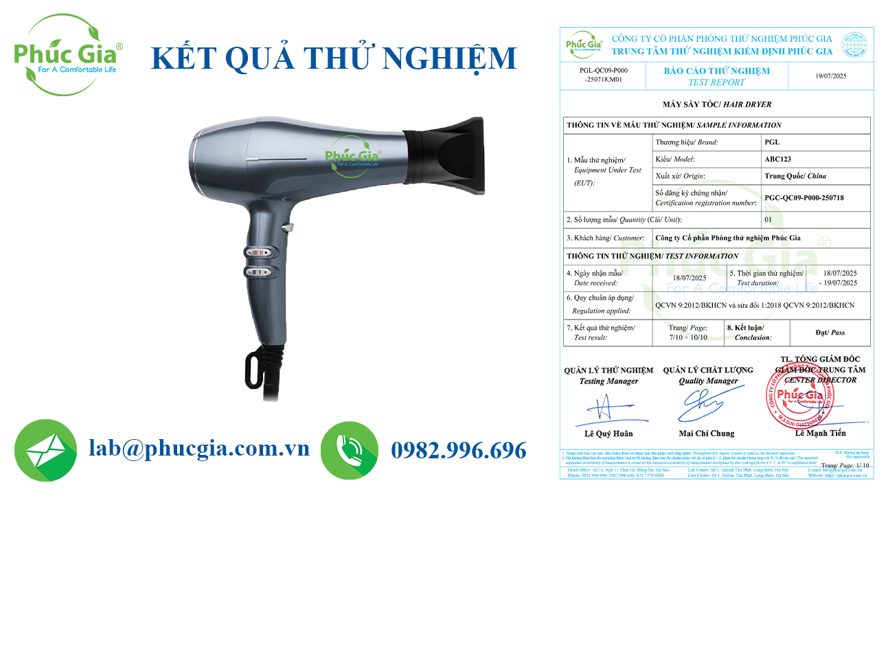 Mẫu Kết Quả Thử Nghiệm Tương Thích Điện Từ Máy Sấy Tóc Theo QCVN 9:2012/BKHCN