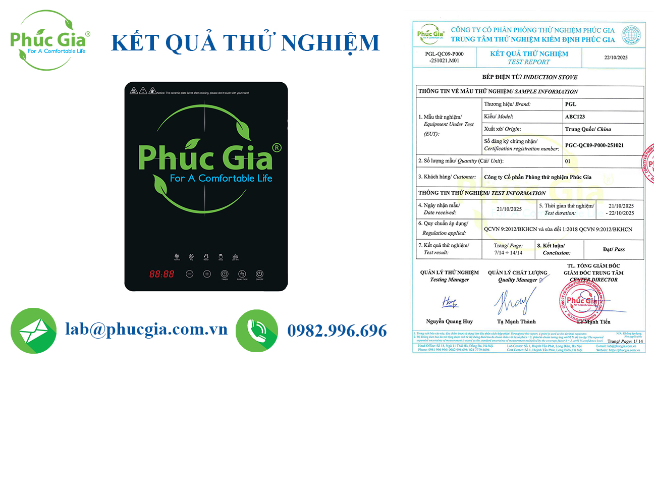 Mẫu Kết Quả Thử Nghiệm Tương Thích Điện Từ Bếp Điện Từ Theo QCVN 9:2012/BKHCN
