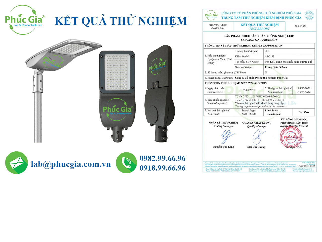 Kết Quả Thử Nghiệm An Toàn Điện (ES) Đèn LED Chiếu Sáng Đường Phố Theo TCVN 7722-2-3:2019