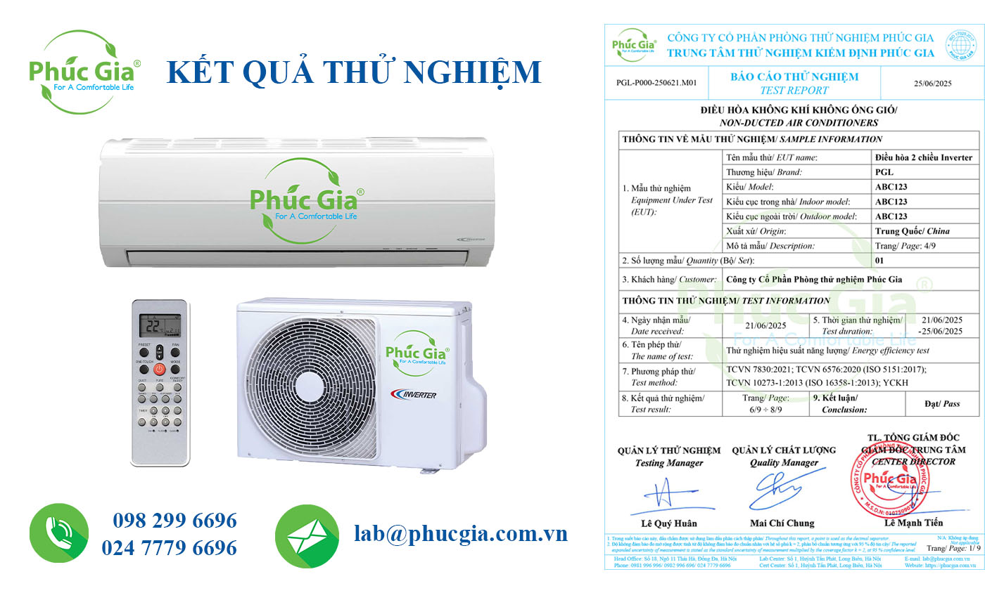 Kết quả thử nghiệm hiệu suất năng lượng điều hòa không khí