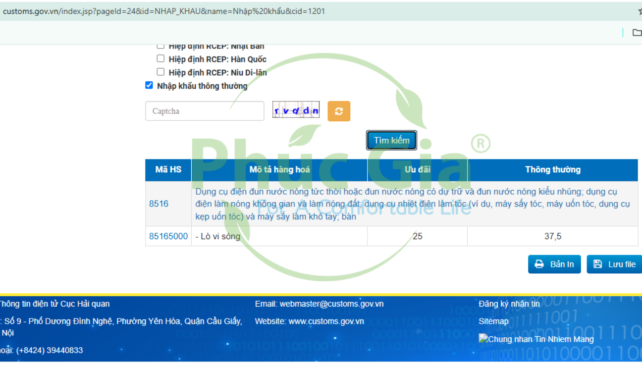 Thủ tục nhập khẩu lò vi sóng