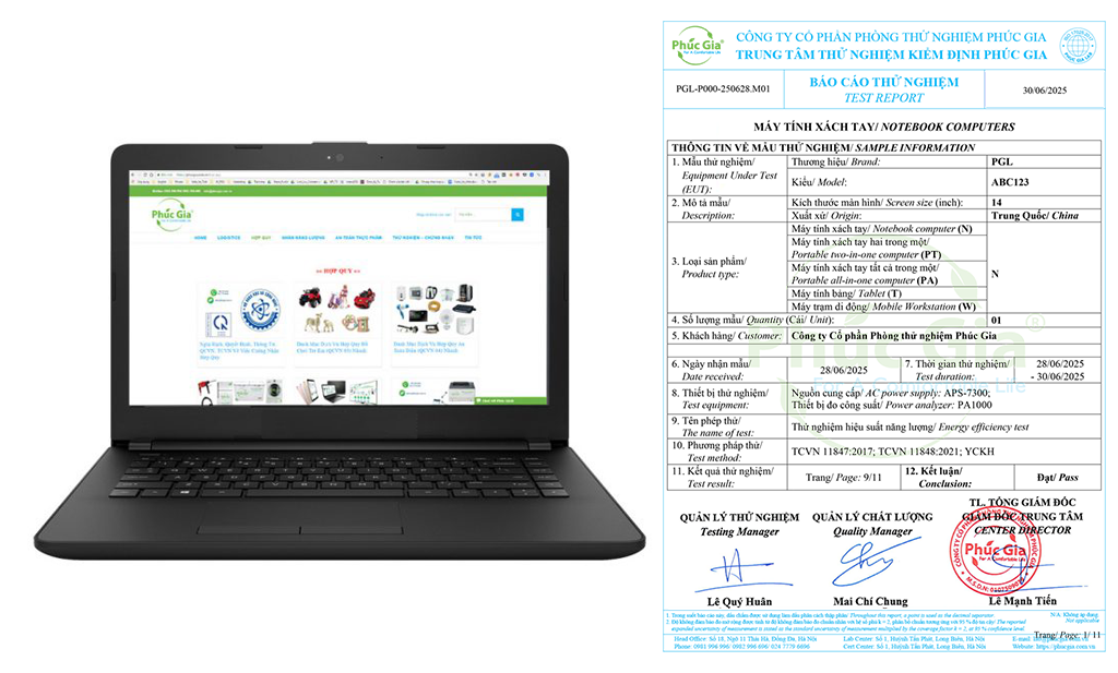 Kết quả thử nghiệm hiệu suất năng lượng laptop/máy tính xách tay