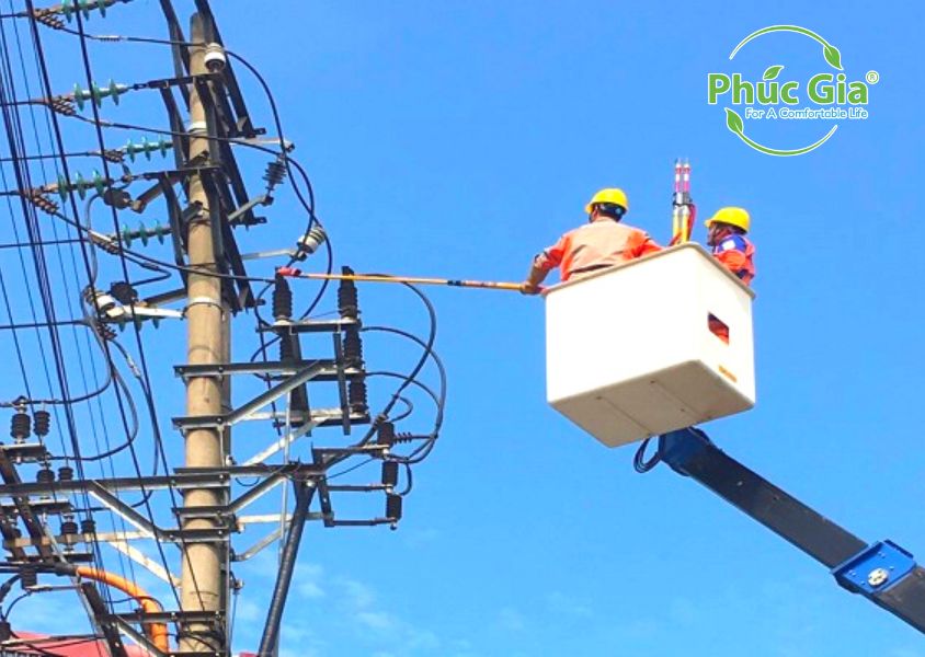 Nhân viên đơn vị công tác phải sử dụng sào và găng cách điện phù hợp