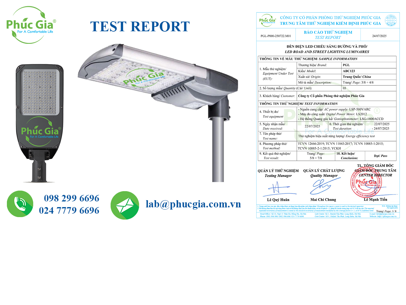 Electrical Safety (ES) Test Report for LED Street Lighting Luminaire According to TCVN 7722-2-3:2019