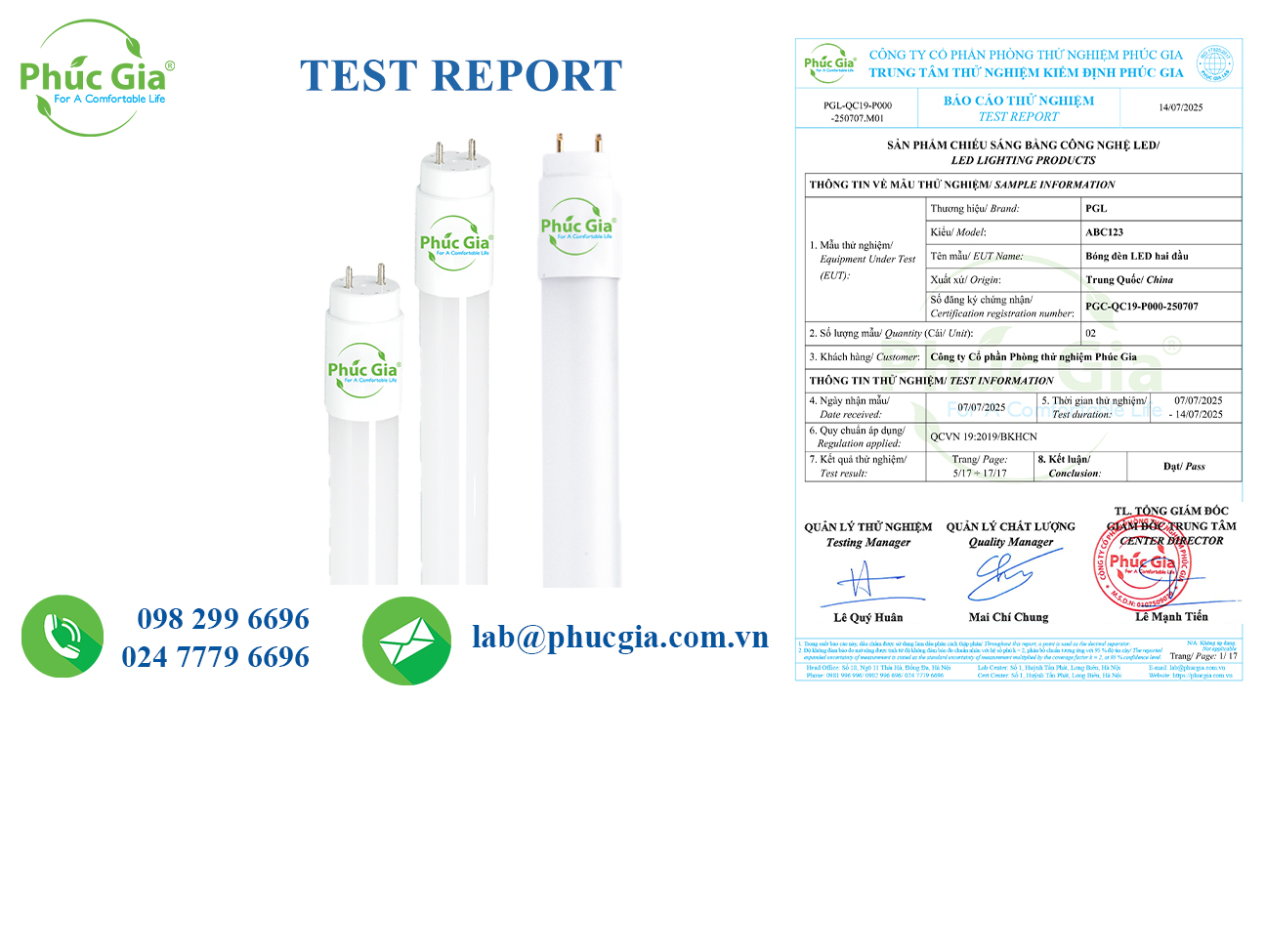 Electrical Safety (ES) Test Report for LED Tube Lights – QCVN 19:2019/BKHCN