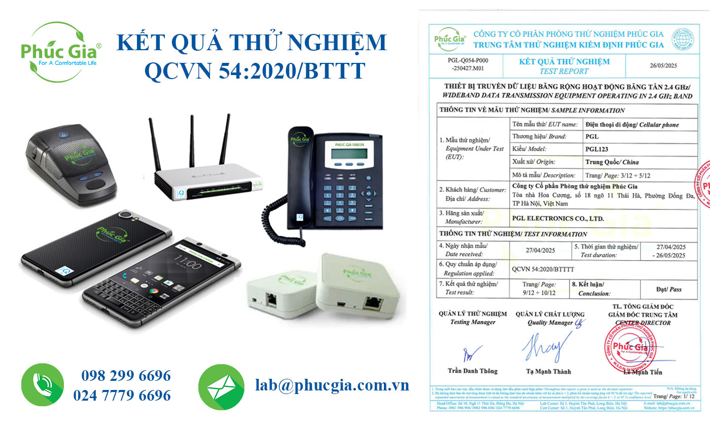 Kết Quả Thử Nghiệm Thiết Bị Truyền Dữ Liệu Băng Rộng Theo QCVN 54:2020/BTTTT