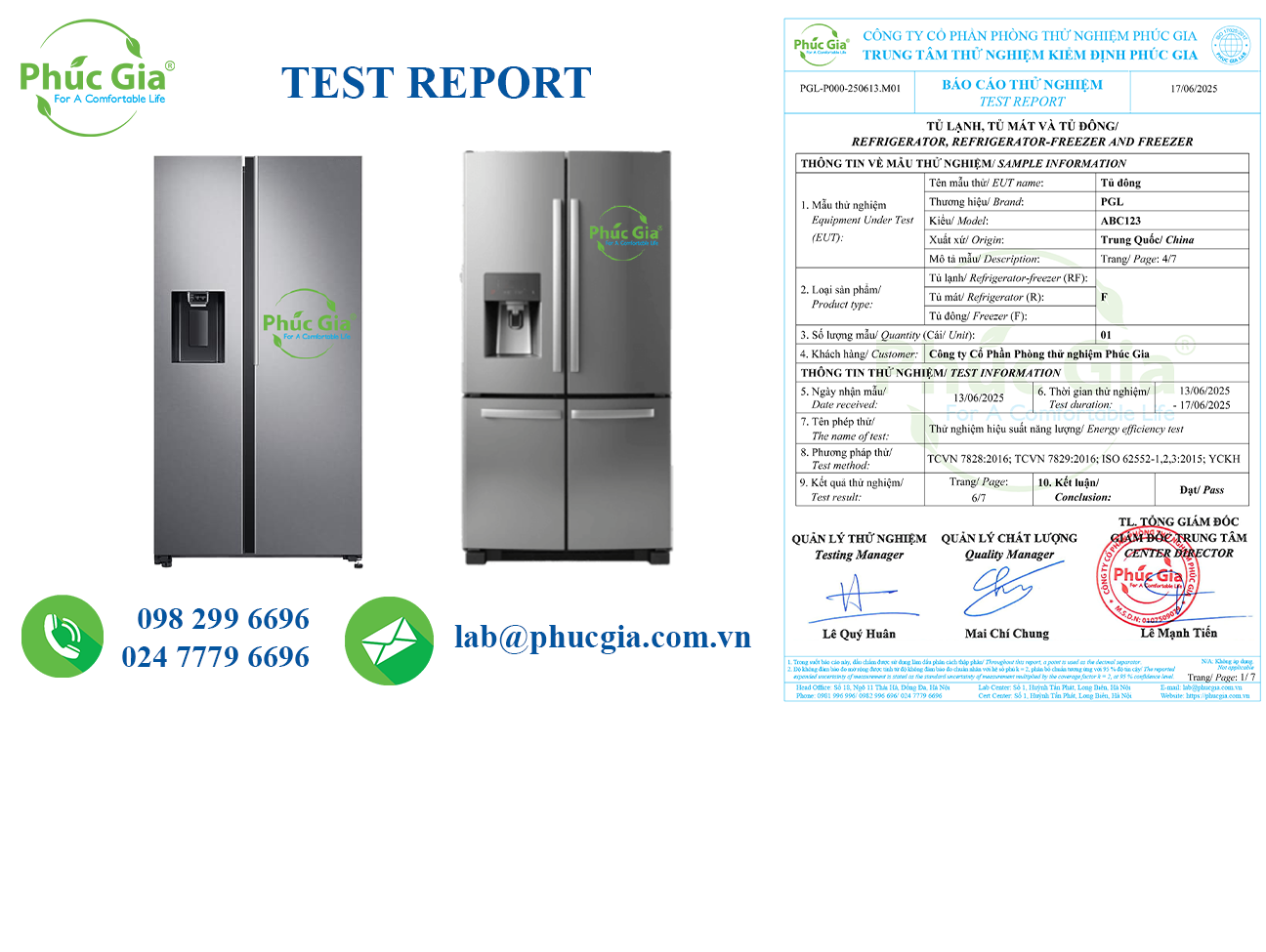 EMC Test Report for Refrigerators and Freezers according to QCVN 9:2012/BKHCN