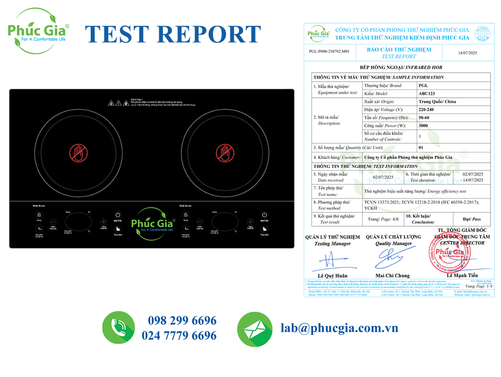 Sample Energy Efficiency Test Report for Infrared Hobs