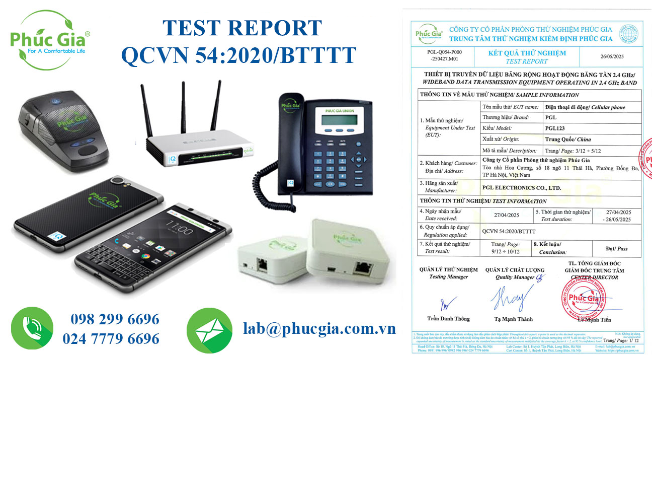 Test Report for Broadband Data Transmission Equipment According to QCVN 54:2020/BTTTT