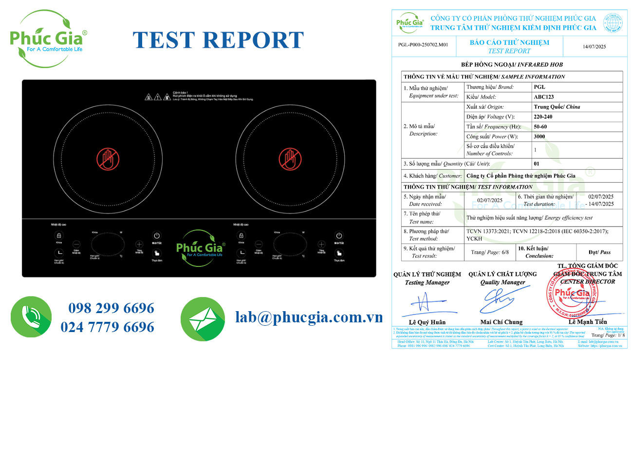 Sample Energy Efficiency Test Report for Infrared Hobs