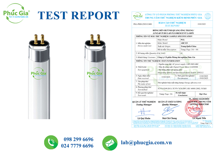 Energy Efficiency Test Report for Linear Fluorescent Lamps