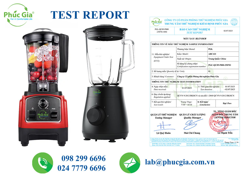 Blender EMC Test Report According to QCVN 9:2012/BKHCN at Phuc Gia®