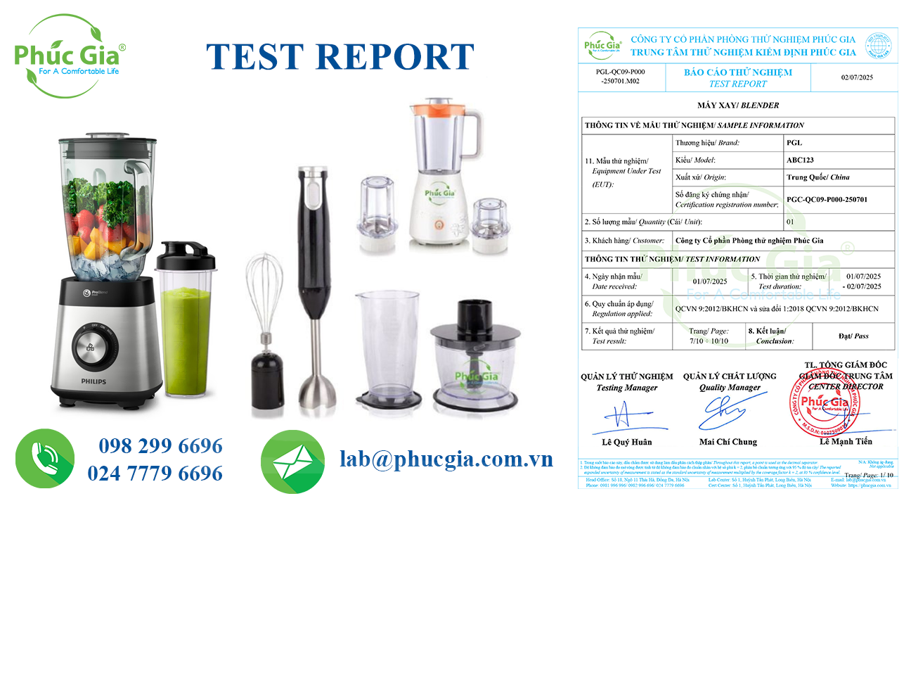 Blender EMC Test Report According to QCVN 9:2012/BKHCN at Phuc Gia®