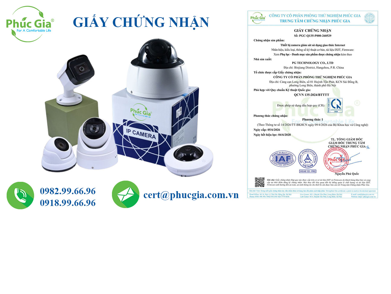 Giấy Chứng Nhận Thiết Bị Camera Giám Sát Sử Dụng Giao Thức Internet (Camera IP) Phù Hợp QCVN 135:2024/BTTTT