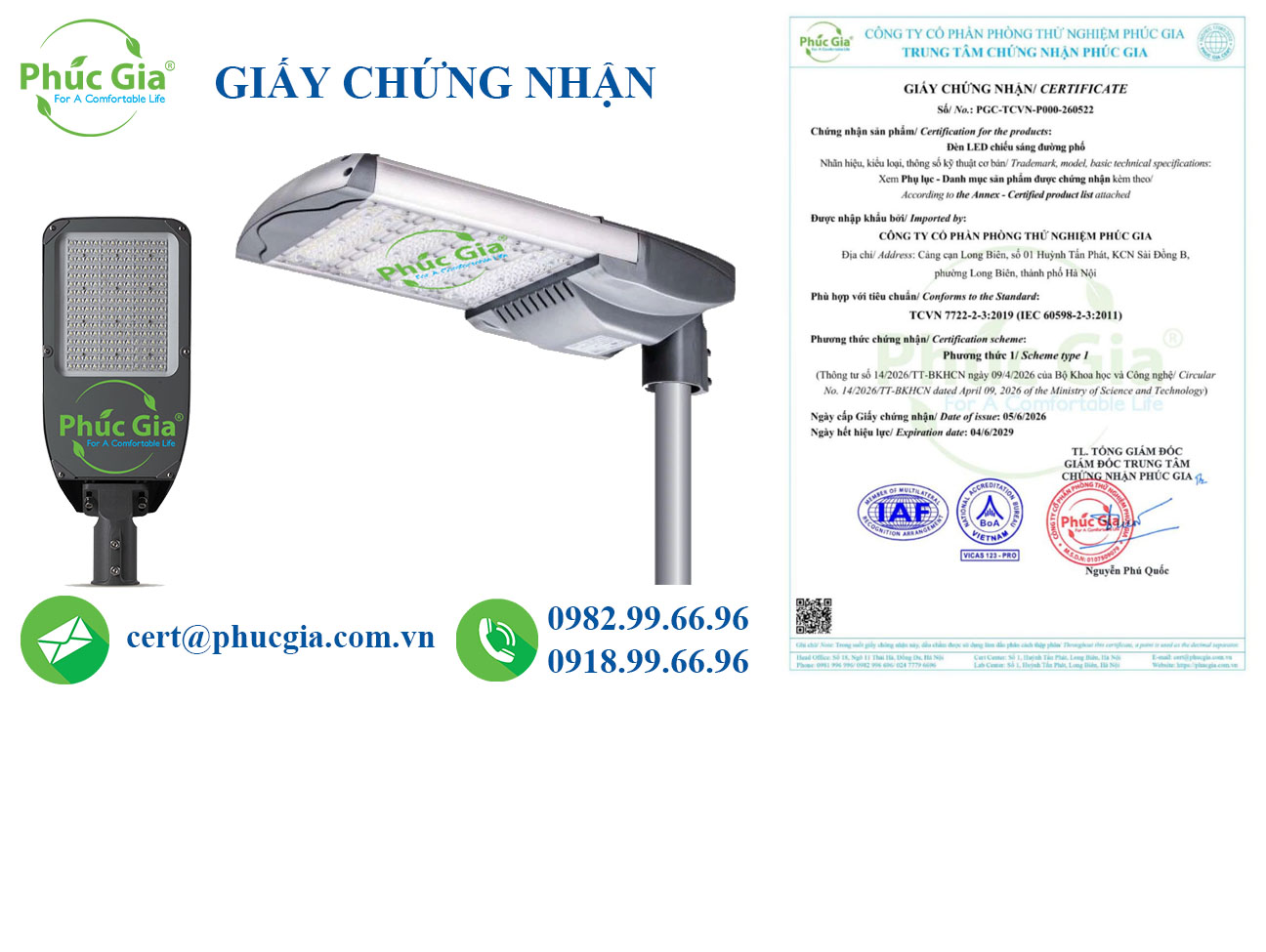 Giấy Chứng Nhận Đèn LED Chiếu Sáng Đường Phố Theo TCVN 7722-2-3:2019 (IEC 60598-2-3:2011)